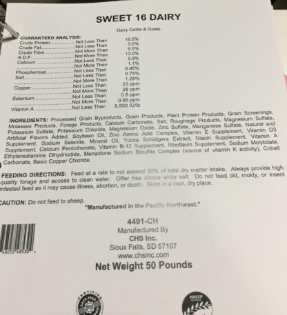 50# Payback 16% Sweet Dairy Textured