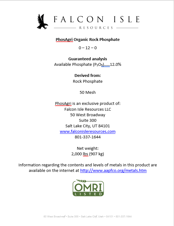 Falcon Organic Rock Phosphate Powdered 0-12-0 - Image 2