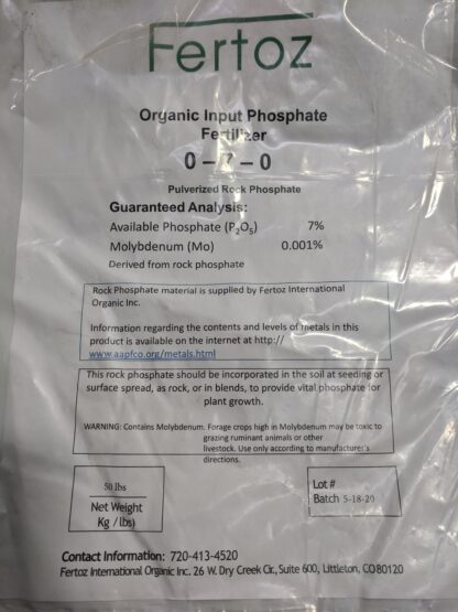 Fertoz Organic Rock Phosphate Fertilizer 0-7-0 (Pulverized/Granular)